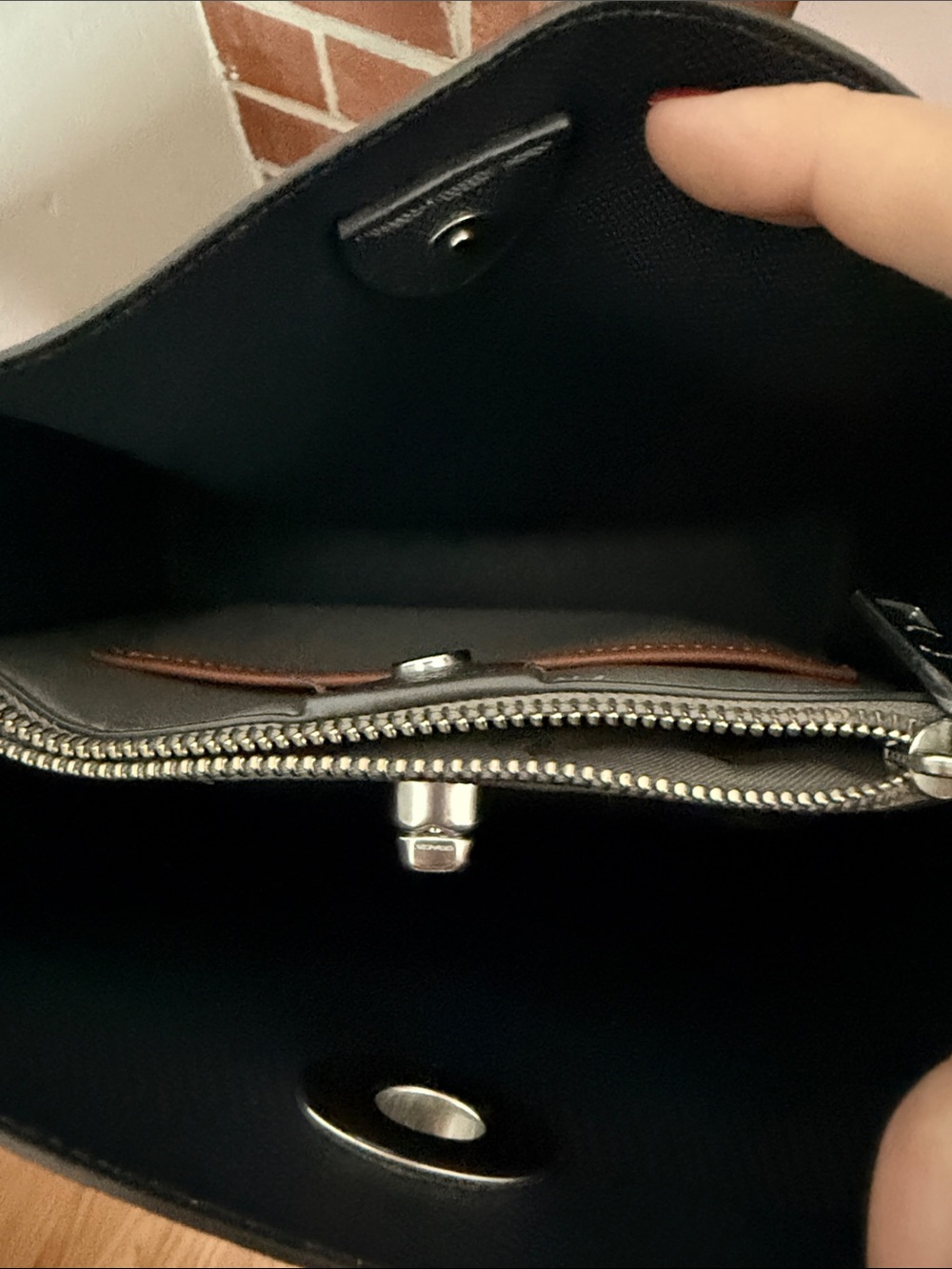 Coach Light Blue Pebbled Leather Shoulder Bag with Navy Blue Strap - Picture 4 of 5